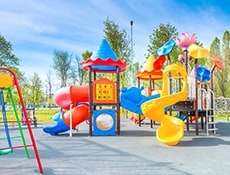 Swing carousel in the park for children