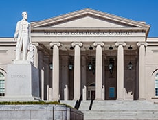 District of Columbia Court of Appeals building with Abraham Lincoln statue